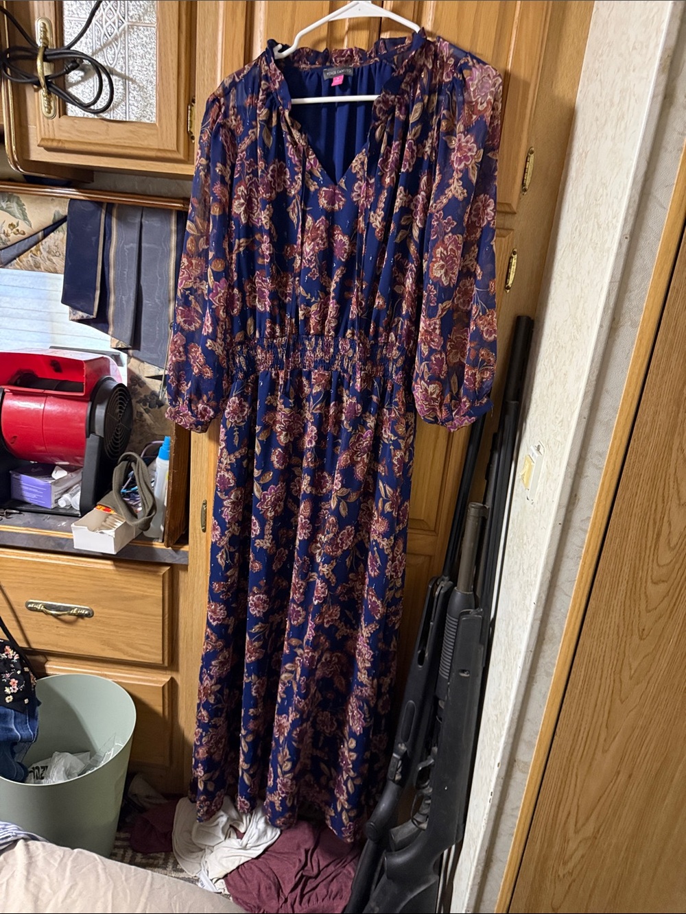 Vince Camuto Navy Maxi Dress with Rust Floral Print
